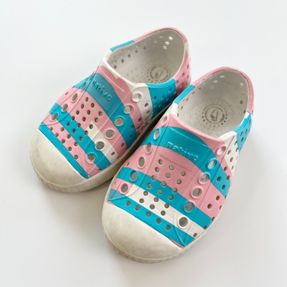 Natives Kids Pink and Blue Slip-On Shoes